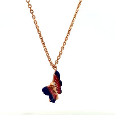 ADORABLE ENAMELLED BUTTERFLY INSPIRED PENDANT AND CHAIN Pendants