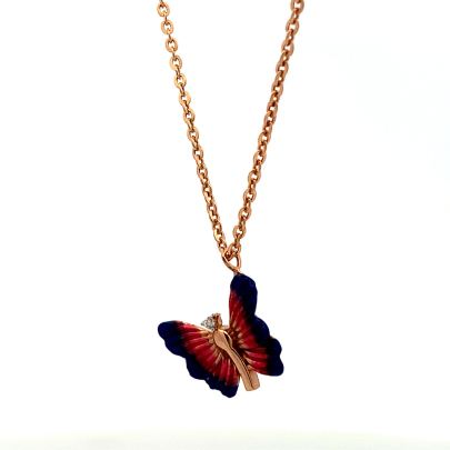 ADORABLE ENAMELLED BUTTERFLY INSPIRED PENDANT AND CHAIN Pendants