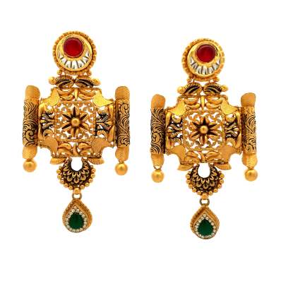 EQUISITE HAND CRAFTED ANTIQUE EARRINGS  Gold