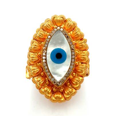 ANTIQUE HEART CRAFTED EVIL EYE FINGER RING  Rings