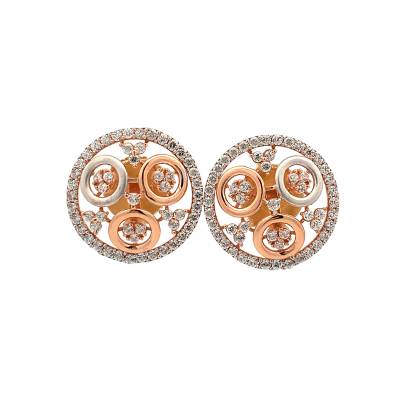 BEAUTIFULL THREE SHPHERE FLORAL STUD EARRINGS  Gold