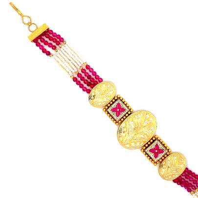 AMBLEMATIC GOLD ARTISTIC AND CRYSTAL BEADS LADIES BRACELET  Bracelet