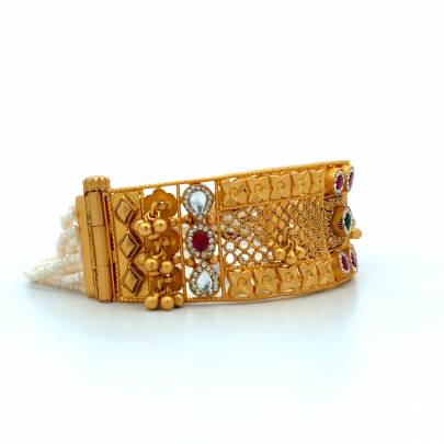 SPLENDID LATTICE DESIGNED ANTIQUE GOLD BRACELET  Bracelet