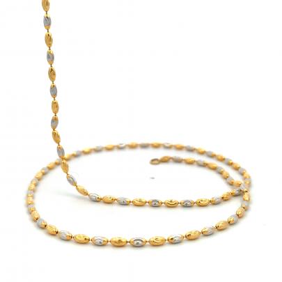 DUAL TONED BEADED GOLD CHAIN  Gold