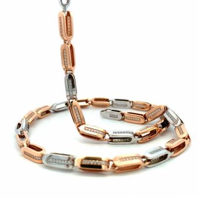 SQUARE BLOCK LINKED HOLLOW CHAIN FOR MEN  Gold
