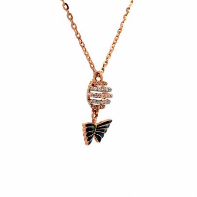 CHARMING BUTTERFLY ENGRAVED PENDANT AND CHAIN  Pendants