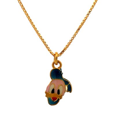 CHARMING DONALD DUCK ENAMELLED PENDANT AND CHAIN  Chain