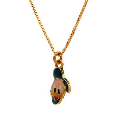 CHARMING DONALD DUCK ENAMELLED PENDANT AND CHAIN  Chain