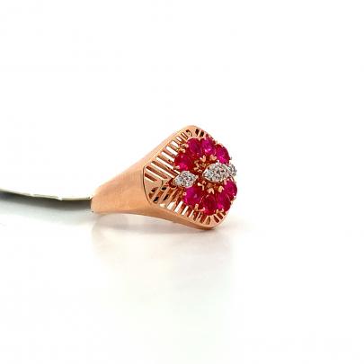 CLASSIC FLORAL MOTIF RUBY STUDDED RING  Rings