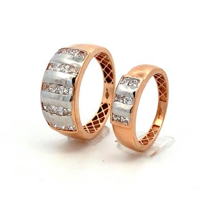 CONTEMPORARY DUAL TONED DIAMOND COUPLE RINGS Couple Rings
