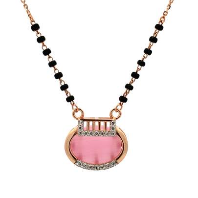 CONTEMPORARY OVAL SHAPED PINK EMERALD MANGALSUTRA  Mangalsutra