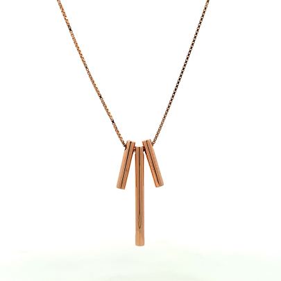 CONTEMPORARY STERLING THREE BAR PENDANT AND CHAIN  Gold