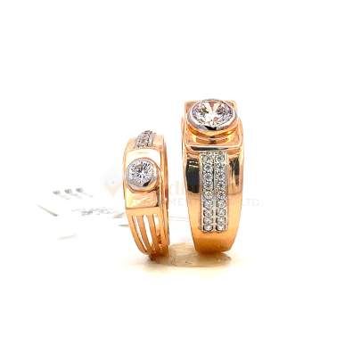 ENGRAVED DIAMOND AND GOLD COUPLE RINGS  Gold