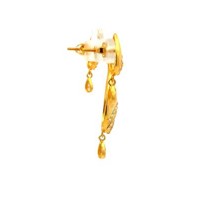 DANGLING TEARDROP FLORAL GOLD PENDANT SET  Antique Jewellery