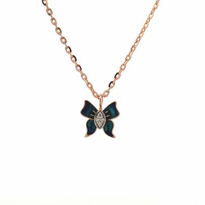 DELICATIVE ENAMELLED BUTTERFLY INSPIRED PENDANT AND CHAIN  Pendants
