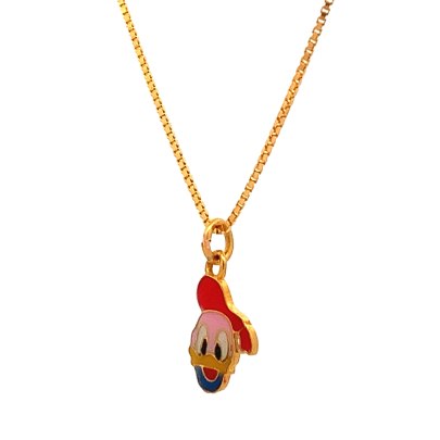DISNEY CHARACTER DONALD DUCK ENAMELLED PENDANT AND CHAIN  Gold