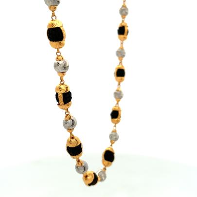 DUAL TONED GOLD MALA EMBEDDED WITH BLACK RUDRAKSH MALA