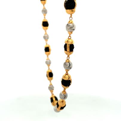 DUAL TONED GOLD MALA EMBEDDED WITH BLACK RUDRAKSH MALA
