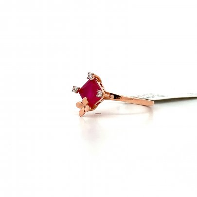 EDGY MAGENTA PINK EMERALD FLORAL RING  Gold