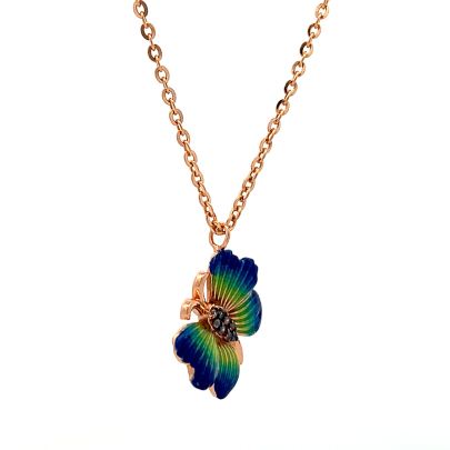EMBLEMATIC BLUE AND GREEN SHADE BUTTERFLY PENDANT  Chain