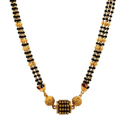 EMBLEMATIC ORNATE ROUND BEADS MANGALSUTRA  Gold