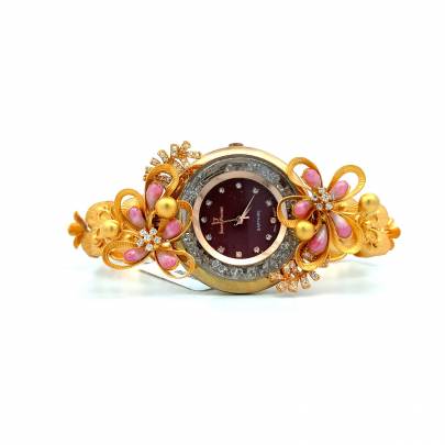 EMBLEMATIC ROUND DIAL FLORAL PATTERN WATCH  Watch