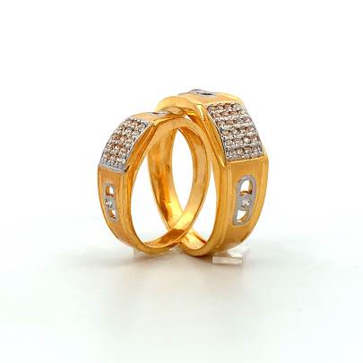 STUNNING FIVE LAYERED DIAMOND AND GOLD COUPLE RINGS  Couple Rings