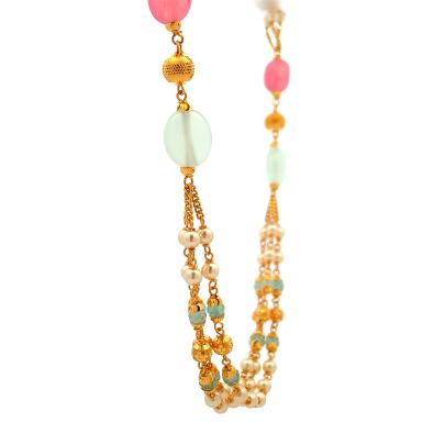 EQUISITE ANTIQUE GOLD BEADED MALA WITH LAYERED CHAIN  MALA