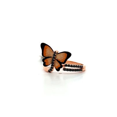 EQUISITE BUTTERFLY MOTIF ENAMELLED LADIES RING  Gold