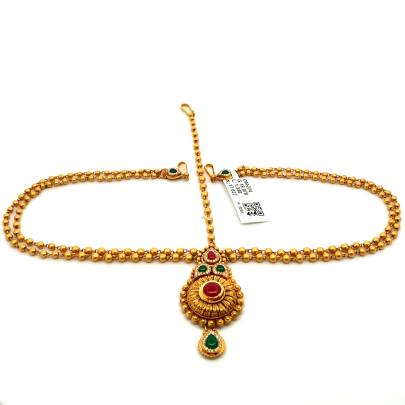 EQUISITE FLOWER DESIGNED DAMNI WITH A BEADED CHAIN  Gold