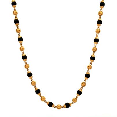 EQUISITE GOLD MALA EMBEDDED WITH BLACK RUDRAKSH AND GOLD BEADS Gold