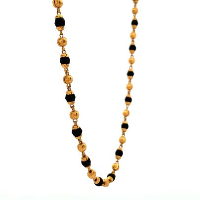 EQUISITE GOLD MALA EMBEDDED WITH BLACK RUDRAKSH AND GOLD BEADS MALA