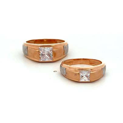 EQUISITE SQUARE CUT SOLITAIRE COUPLE RINGS Gold