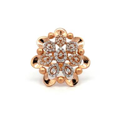 ETHERAL ROSEGOLD DIAMOND COCKTAIL LOOK RING  Gold
