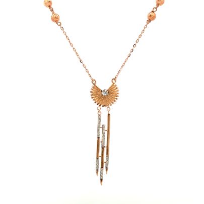 ETHNIC FRINGE DANGLING BEADS PENDANT AND CHAIN  Gold