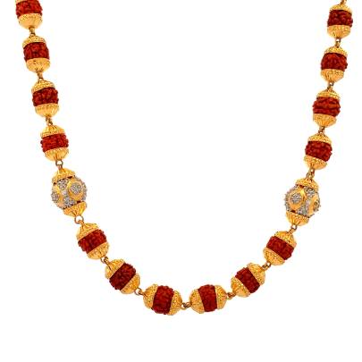 EXTENSIVE GOLD RUDRAKSH BEADED MALA FOR GENTS  Gold