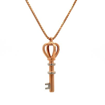FILIGREE GOLD KEY PENDANT AND CHAIN  Gold