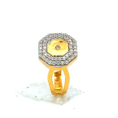 MERETRICIOUS GEOMETRIC GOLD GENTS RING  Gold