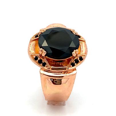 CLUSTERED SPHERE BLACK SOLITAIRE RING Gold