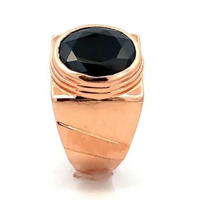 SIMPLE BLACK SOLITAIRE GENTS RING  Gold
