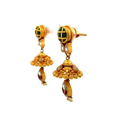CHARMING DESIGNER GOLD ANTIQUE JHUMKA  Earrings