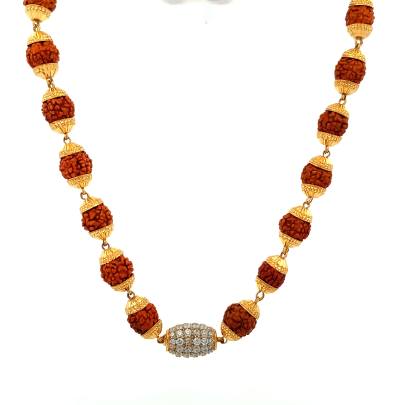 GRACEFUL RUDRAKSH AND DIAMOND EMBEDDED GENTS MALA  Gold