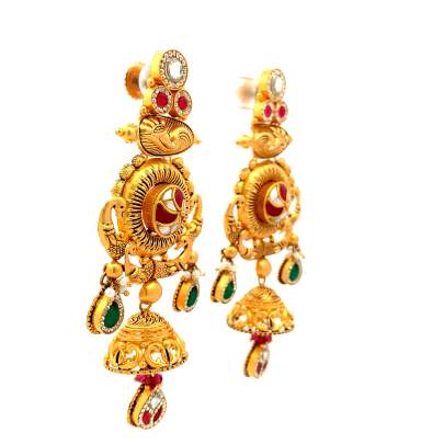 ANTIQUE HANDCRAFTED GOLD JHUMKA  Gold
