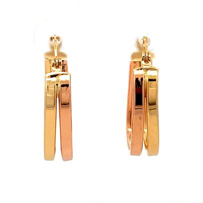 STYLISH TWO COLOUR SQUARE EDGE HOOPS  Gold