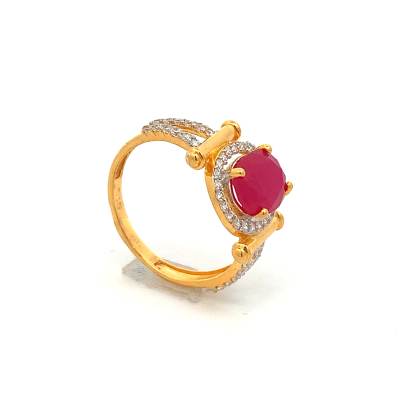 INTRICATIVE OVAL SHAPED RUBY STUDDED RING FOR LADIES  Rings