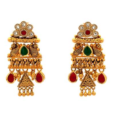 ARTISANAL FLORAL GOLD ANTIQUE JHUMKA  Antique Jewellery