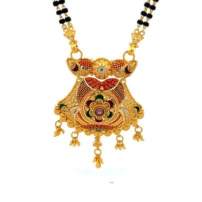 INTRICATELY FLORAL DESIGNED LONG MANGALSUTRA  Gold