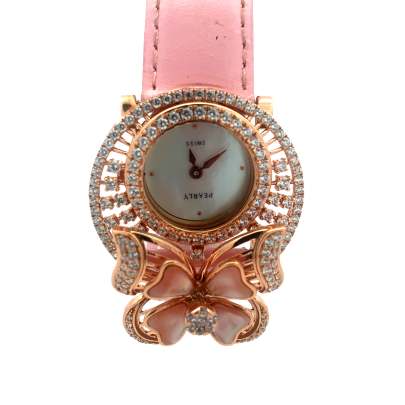 STYLISH FLORAL ROUND DIAL WATCH  Gold