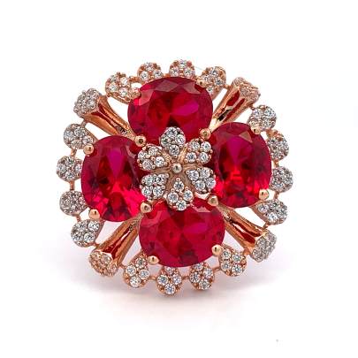 GLAMOUROUS FLOWERED LADIES RING Gold