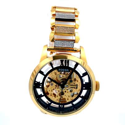 MECHANICAL ROUND DIAL FOSSIL GOLD WATCH FOR MEN  Gold